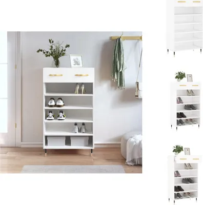 Image de vidaXL Armoire à chaussures blanche 60x35x105 cm Bois composite - Armoires