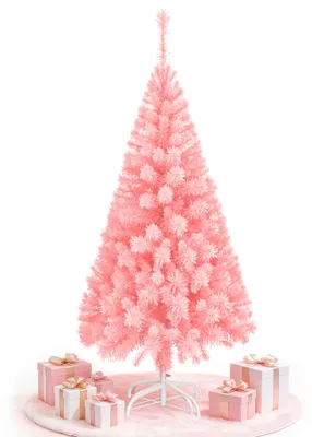 Productafbeelding van ACXIN Kunstkerstboom, roze, 240 cm. PVC kerstboom met dicht bladerwerk, metalen voet, geschikt voor binnendecoratie