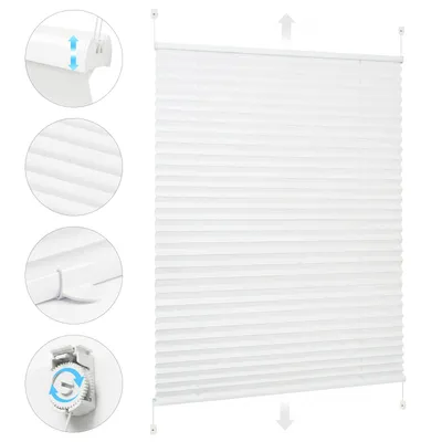 Produktbild von Plissee Klemmfix ohne Bohren 45x150cm Sonnenschutzrollo Verspannt Lichtschutz Faltrollo Rollos für Fenster und Tür Weiß