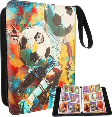 Produktbild von Fussball Sammelalbum Fußball Karten Ordner Karten Aufbewahrungstasche 50 Seiten 900 Kartenkapazität,Sammelkarten Album für Fußballkarten Sammelalbum