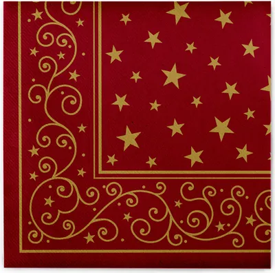 Produktbild von Sovie HORECA Weihnachtsserviette Liam in Bordeaux aus Linclass® Airlaid 40 x 40 cm, 50 Stück - Sterne Ornamente