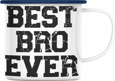 Produktbild von Trendation - Bester Bruder Emaille Tasse Geschenk Geburtstag Weihnachten Lustig Best Bro Ever Geschenkideen Erwachsen (Blau)
