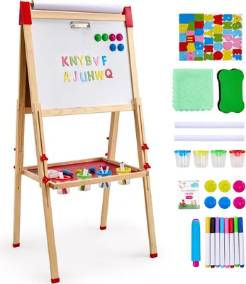 Produktbild von Kinder Staffelei Kindertafel Kreidetafel Whiteboard Holz Doppelseitig