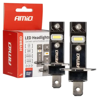 Zdjęcie produktu dla Lampy samochodowe LED HYBRID H3 6000K Canbus 60W AMIO z homologacją ECE