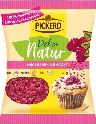Produktbild von Pickerd Himbeeren gehackt 20 g (gefriergetrocknet, ohne Zuckerzusatz)