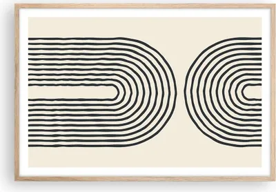 Produktbild von Gerahmtes Poster - Rahmen in heller Eiche - Linien Oval Minimalismus - 91,5x61 cm - Wand Bild - Wanddeko - Wandbilder - Kunstposter - Wandposter - Bilderrahmen - Bilder - Kunstdruck - P2NAA91x61-4548