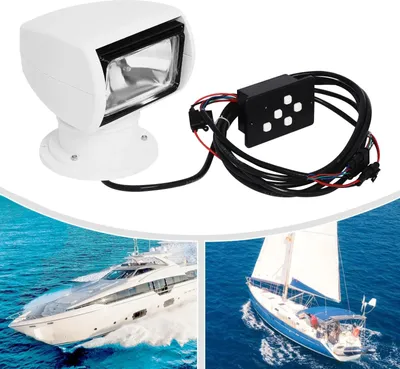 Obrázok produktu pre Námorné vyhľadávacie svetlo – diaľkovo ovládané – 100 W – 12 V DC – 2500 lm – vodotesné – otočné o 360° – pre loď/nákladné auto/osobné auto – biele
