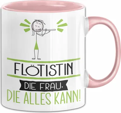 Produktbild von Flötistin Geschenk Tasse Becher Die Frau Die Allen Kann Geschenkidee für eine Flötistin Lustig (Rosa)