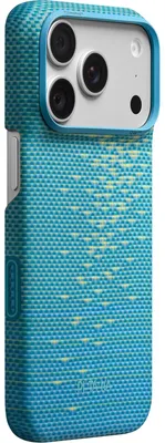 Image de Étui PITAKA Edge Case pour iPhone 18 Pro / 17 Pro, couleur bleu transparent