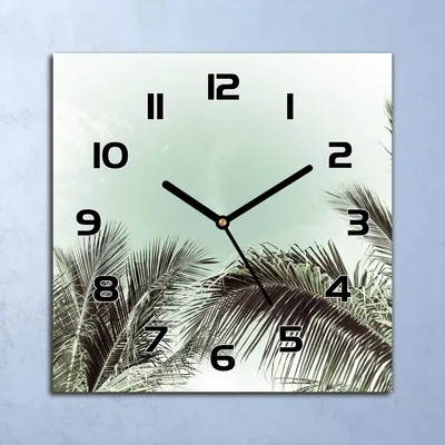 Produktbild von Wanduhr Echt-Glas-Küchenuhr Palmen Paradies Quarz Lautlos 30x30 Deko Bilder