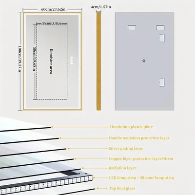 Productafbeelding van Badkamerspiegel - Spiegel - Wandspiegel - LED Spiegel - Ovale Spiegel - Gouden Aluminium Frame