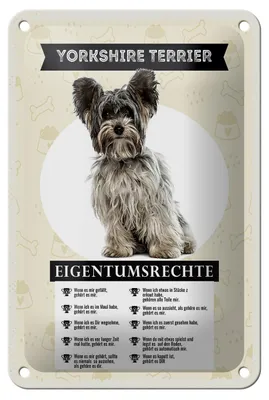 Produktbild von Blechschild Spruch 12x18cm Yorkshire Terrier Eigentumsrechte Schild