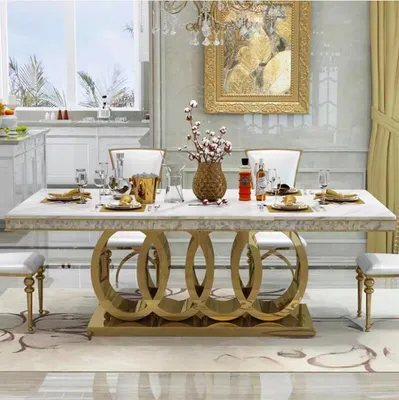 Produktbild von Luxus Esstisch Esszimmer Tisch Metall Gold Tische Esstische Möbel Einrichtung