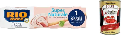Produktbild von 6x Rio Mare Super Naturale Tonno Thunfisch Natürlichen 4x 56g + Italian Gourmet polpa 400g
