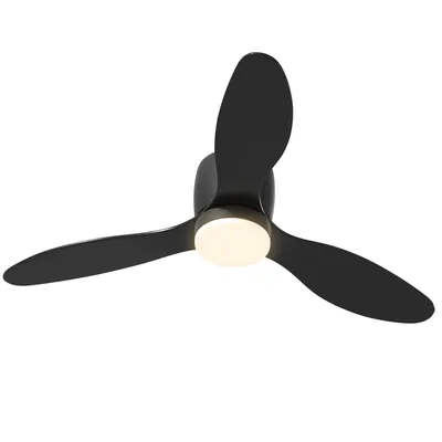 Produktbild von Deckenventilator mit Lampe und Fernbedienung, 3 Lichtfarben, 6 Geschwindigkeiten, Einstellbare Helligkeit, Schwarz