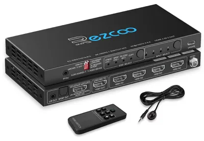 Image de Commutateur HDMI 4 entrées 1 sortie avec extracteur audio HDMI 2.1 eARC - 4K 120Hz, 8K VRR - Diviseur AV noir
