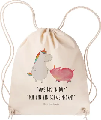 Produktbild von Mr. & Mrs. Panda Jutebeutel Einhorn Schwein - Transparent - Geschenk, gym tasche, Kleiner Rucksack, sporttasche klein, Schweinchen, Beutel, Einhörner, Unicorn, Freundin