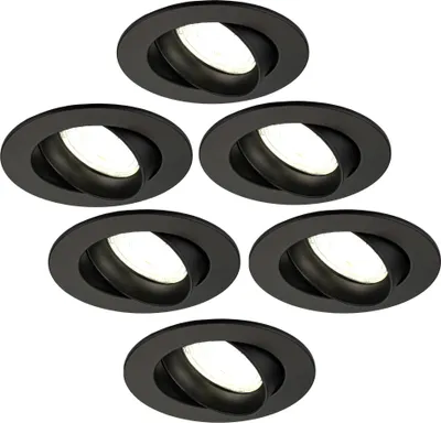 Produktbild von Ledvion LED Einbaustrahler 6er Set Rund Schwarz 3W dimmbar Neutralweiss