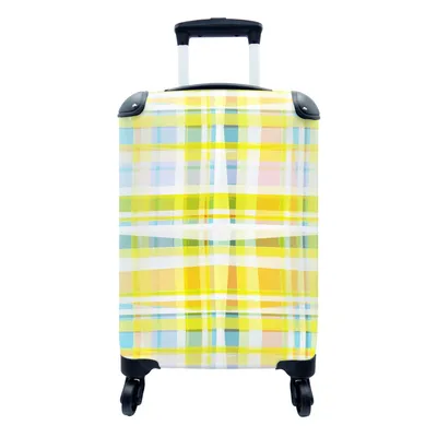 Produktbild von MuchoWow® Koffer Handgepäck Trolley Rollkoffer Kleine Reisekoffer mit 4 Rollen - Gelb - Muster - Sommer - Cabin Size < 55x40x23 cm & 55x40x20 cm - Fotokoffer - Kabinenkoffer - Boardgepäck - Reise-Box - Reisekoffer - Reisegepäck - Koffer mit Bild - Trolley für Kinder