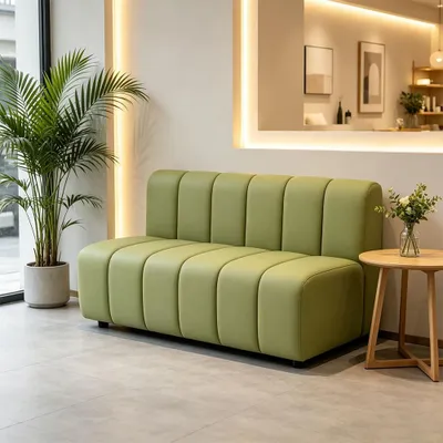 Immagine prodotto di Divano commerciale, divano per la ristorazione, panca imbottita per ristoranti, bar, bistrot, hotel e aree reception, verde chiaro, 120 × 70 × 80 cm 【1076】
