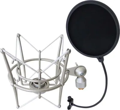 Image de keepdrum MS089SV Argent microphone-araignée avec protection anti-pop