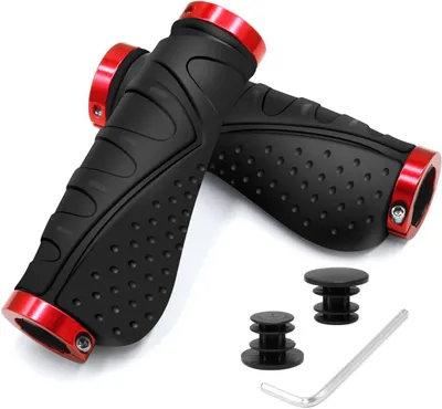 Imagen del producto de Puños para bicicleta antideslizantes, de goma y aluminio, de 22 mm, con doble sistema de sujeción, ergonómicos, para bicicletas de montaña (MTB) y scooters