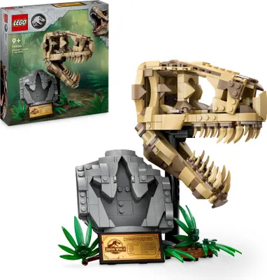 Produktbild von LEGO Jurassic World Dinosaurier-Fossilien: T.-rex-Kopf, Dinosaurier-Spielzeug zum Bauen, Dino-Deko fürs Kinderzimmer, T-Rex-Schädel-Skelett mit Fußabdruck, Geschenk für Jungs und Mädchen 76964