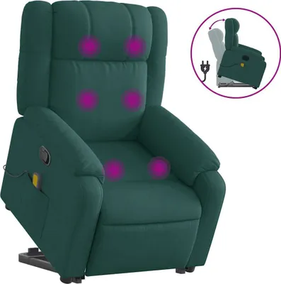 Produktbild von vidaXL Massagesessel mit Aufstehhilfe Dunkelgrün Stoff