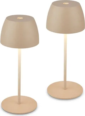 Image de 2x Mini LED Lampe de table, lampe de chevet Sans fil Accu Lampe IP44 Dimmable 2700K Touch Beige