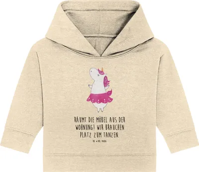 Produktbild von Mr. & Mrs. Panda Organic Baby Hoodie Einhorn Ballerina 24. - 36. Monat - Natural Raw - Geschenk, Kapuzensweatshirt, Kapuzenshirt, Geburtstag, Wohnung, Party, Lebensfreude