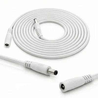 Productafbeelding van DC verlengkabel - 0,5m - 5,5x2,1mm - Wit
