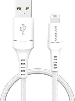 Productafbeelding van imoshion Lightning naar USB kabel - Non-MFi - Gevlochten textiel - 1,5 meter - Wit