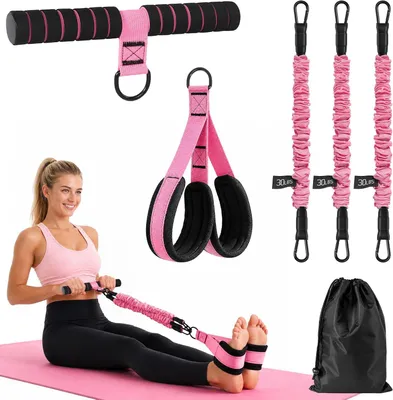 Produktbild von Widerstandsbänder mit Griffen, Flexiped-Widerstandsband und Flexiped-Fitnessset | Multifunktions-Pedalwiderstandsband für Fitnessanfänger, Gewichtsabnahme, Training und Yoga – 90lbs