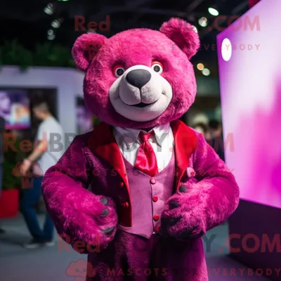 Produktbild von Magenta REDBROKOLY Bär Maskottchen Kostüm Charakter gekleidet mit einer Weste und Uhren