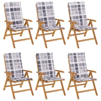Image de vidaXL Chaises de jardin avec coussins 6 pcs. Bois massif teck