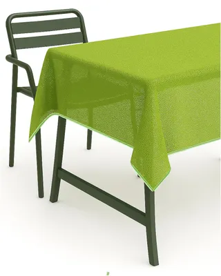 Imagen del producto de Mantel para mesa, color verde, 110 x 140 cm, con borde, lavable, resistente a la intemperie, ideal para balcones y terrazas