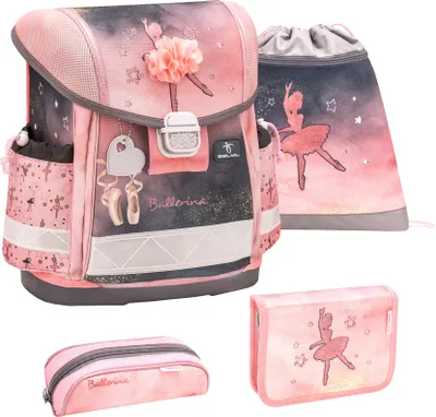 Produktbild von Belmil Classy ergonomisches Schulranzen-Set 4-teilig "Ballerina Black Pink" mit Brustgurt
