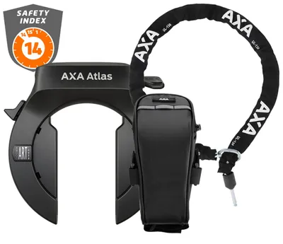 Produktbild von Axa Rahmenschloss Atlas + Kette ULC 130 Schlüssel abziehbar inkl. Tasche schwarz