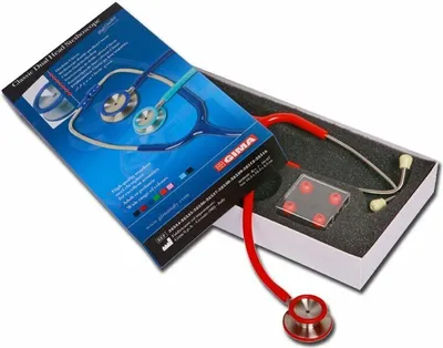 Produktbild von GIMA CLASSIC DUAL HEAD STETHO, Stethoskop für Innere Medizin, rot