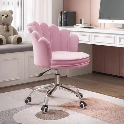 Productafbeelding van Famanu moderne fauteuil, roze fluweel - verstelbare hoogte, armleuningenloos