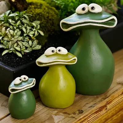 3er-Set dekorative Froschfiguren, wetterbeständig, Harz, 18/11,5/7,5 cm