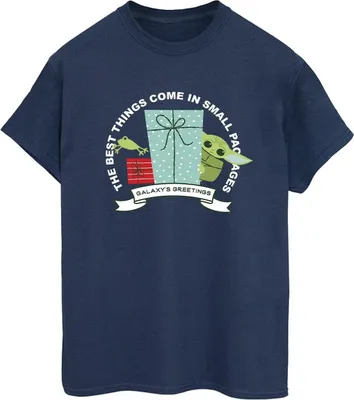 Produktbild von Star Wars - "The Mandalorian Galaxy's Greetings" T-Shirt für Damen BI46025 (5XL) (Marineblau)