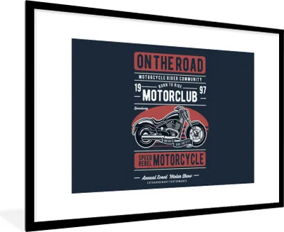 Produktbild von MuchoWow® MuchoWow® Gerahmtes Poster Motorrad - Retro - Briefe - Zitat 90x60 cm - Poster mit zchwarzem Bilderrahmen - Wanddekoration - Fotos