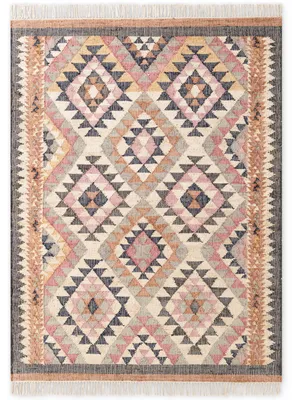 Immagine prodotto di Tappeto Kelim Parsa di Elle Decoration, realizzato a mano in juta e cotone, colore crema