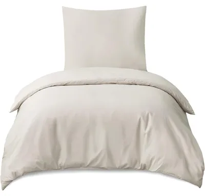 Produktbild von Bettwäsche-Set 155x220 cm 2-teilig Beige Mikrofaser mit Reißverschluss, Bügelfrei