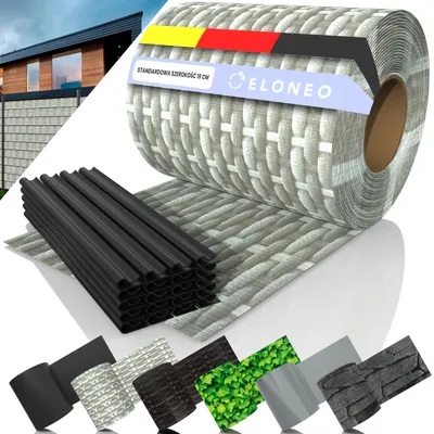 Zdjęcie produktu dla ELONEO Paski osłonowe z PVC do ogrodzenia z podwójnych prętów, 1 rolka, 35 m x 19 cm, jasny rattan
