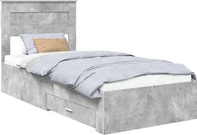 Productafbeelding van Bedframe Beton Grijs en Zilver 75 x 190 cm Bewerkt hout