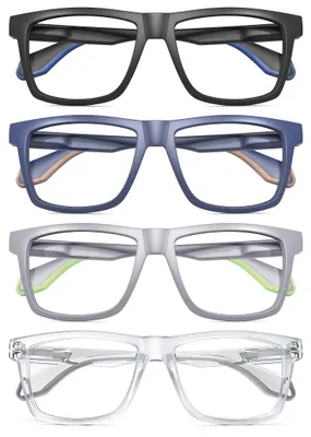 Immagine prodotto di Set di 4 paia di occhiali da lettura da uomo con filtro anti-luce blu, leggeri e con visione nitida