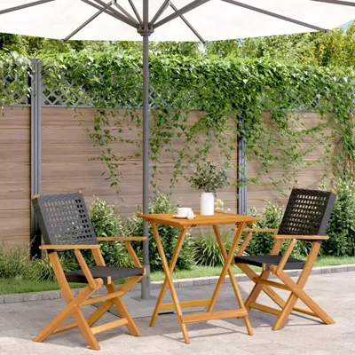 Produktbild von Maison Exclusive - 3-tlg. Bistro-Set Schwarz Poly Rattan und Massivholz
