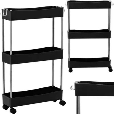 Obrázek produktu pro Kadeřnická kosmetická pomůcka univerzální skříňový vozík na kolečkách černý HL-6413-BLACK